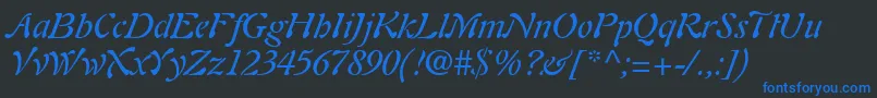 Шрифт PaletteSsiItalic – синие шрифты на чёрном фоне