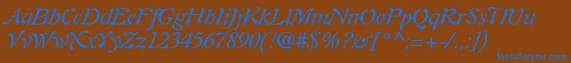 PaletteSsiItalic-Schriftart – Blaue Schriften auf braunem Hintergrund