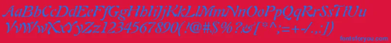 Шрифт PaletteSsiItalic – синие шрифты на красном фоне