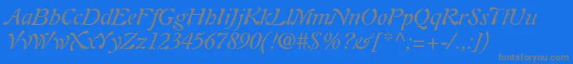 PaletteSsiItalic-Schriftart – Graue Schriften auf blauem Hintergrund