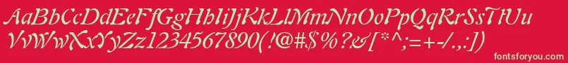 Шрифт PaletteSsiItalic – зелёные шрифты на красном фоне