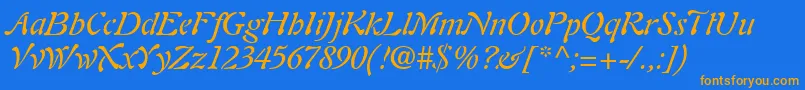 Шрифт PaletteSsiItalic – оранжевые шрифты на синем фоне