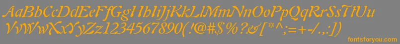 PaletteSsiItalic-Schriftart – Orangefarbene Schriften auf grauem Hintergrund