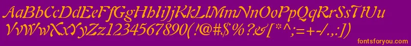 Шрифт PaletteSsiItalic – оранжевые шрифты на фиолетовом фоне