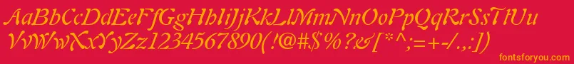Шрифт PaletteSsiItalic – оранжевые шрифты на красном фоне