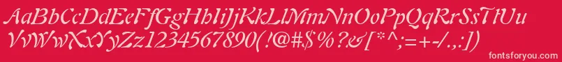 PaletteSsiItalic-Schriftart – Rosa Schriften auf rotem Hintergrund