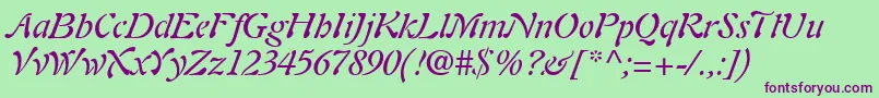 Шрифт PaletteSsiItalic – фиолетовые шрифты на зелёном фоне