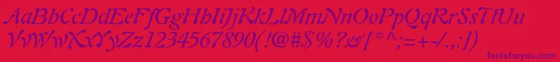 Шрифт PaletteSsiItalic – фиолетовые шрифты на красном фоне