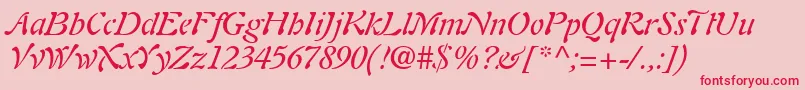 PaletteSsiItalic-Schriftart – Rote Schriften auf rosa Hintergrund