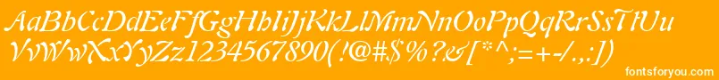 PaletteSsiItalic-Schriftart – Weiße Schriften auf orangefarbenem Hintergrund
