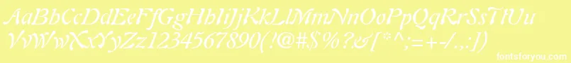 Шрифт PaletteSsiItalic – белые шрифты на жёлтом фоне