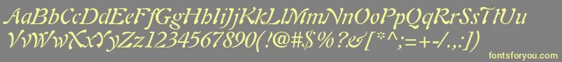 PaletteSsiItalic-Schriftart – Gelbe Schriften auf grauem Hintergrund