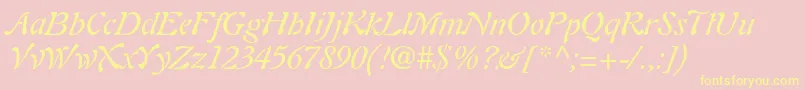 Шрифт PaletteSsiItalic – жёлтые шрифты на розовом фоне