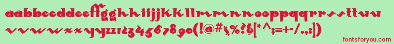 Mondo ffy Font – Red Fonts on Green Background