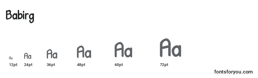 Babirg Font Sizes