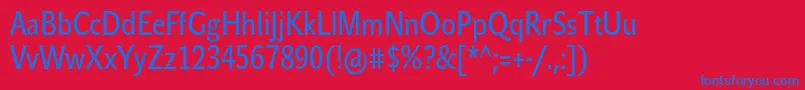 Czcionka JohnsanscondTextPro – niebieskie czcionki na czerwonym tle