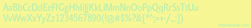 Fonte JohnsanscondTextPro – fontes verdes em um fundo amarelo