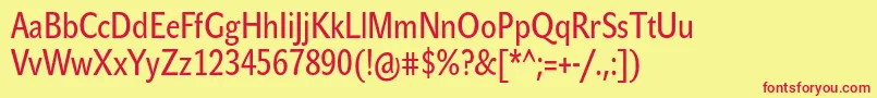 Fonte JohnsanscondTextPro – fontes vermelhas em um fundo amarelo