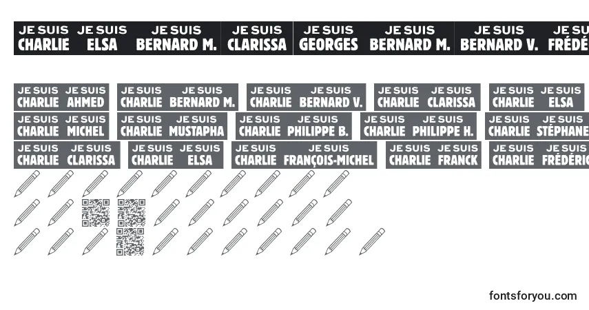 Jesuischarlie-fontti – aakkoset, numerot, erikoismerkit
