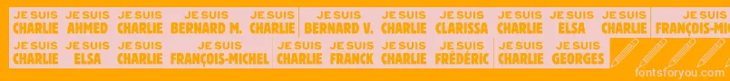 Jesuischarlie-Schriftart – Rosa Schriften auf orangefarbenem Hintergrund