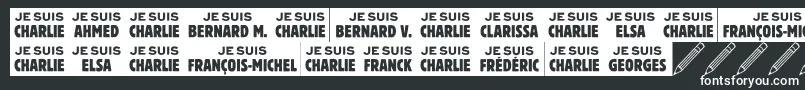 Jesuischarlie-fontti – valkoiset fontit mustalla taustalla