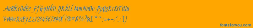 Slendergoldflf Font – Blue Fonts on Orange Background