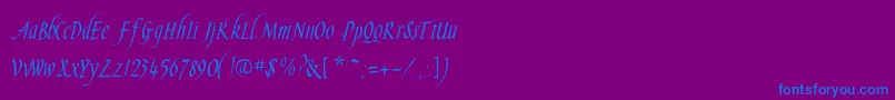 Slendergoldflf-Schriftart – Blaue Schriften auf violettem Hintergrund