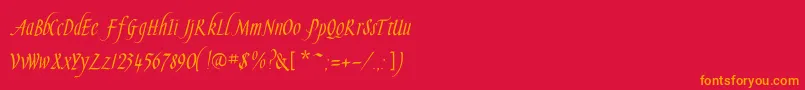 フォントSlendergoldflf – 赤い背景にオレンジの文字