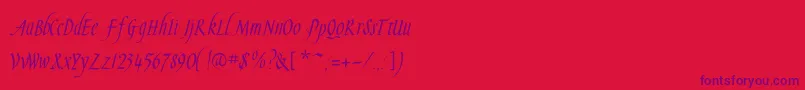 Slendergoldflf-Schriftart – Violette Schriften auf rotem Hintergrund