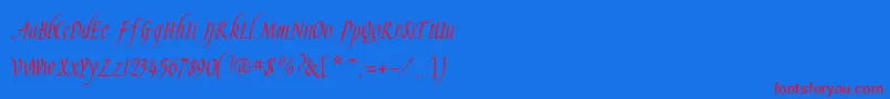 Slendergoldflf Font – Red Fonts on Blue Background