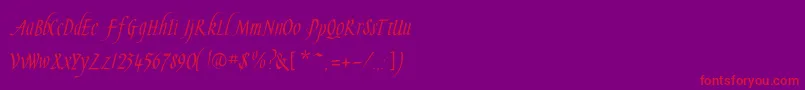 Slendergoldflf-Schriftart – Rote Schriften auf violettem Hintergrund