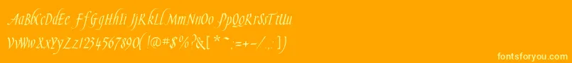 Slendergoldflf-Schriftart – Gelbe Schriften auf orangefarbenem Hintergrund