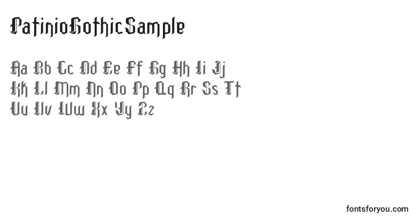 PatinioGothicSampleフォント–アルファベット、数字、特殊文字