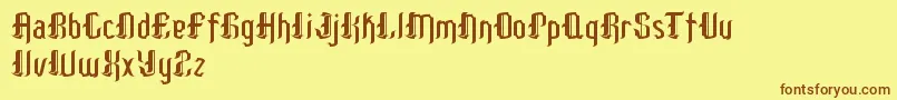 PatinioGothicSample Font – Brown Fonts on Yellow Background