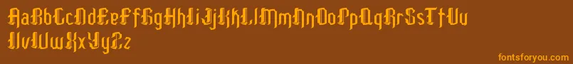 PatinioGothicSample-Schriftart – Orangefarbene Schriften auf braunem Hintergrund