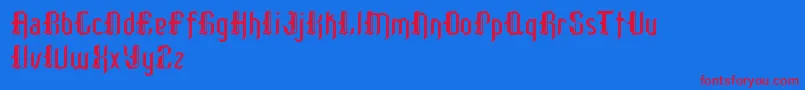 PatinioGothicSample Font – Red Fonts on Blue Background