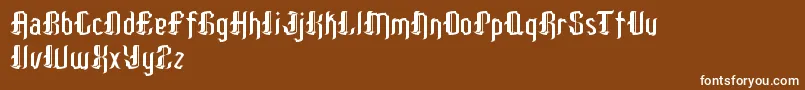 PatinioGothicSample Font – White Fonts on Brown Background