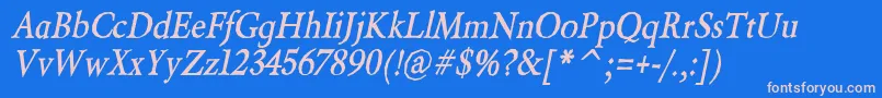 BeryliumBoldItalic Font – Pink Fonts on Blue Background
