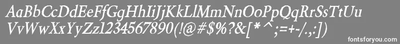 BeryliumBoldItalic-Schriftart – Weiße Schriften auf grauem Hintergrund