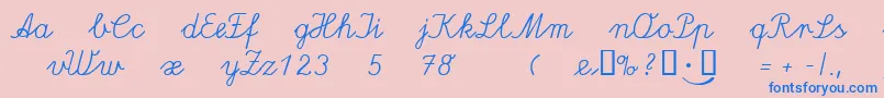 Lateinaus-Schriftart – Blaue Schriften auf rosa Hintergrund