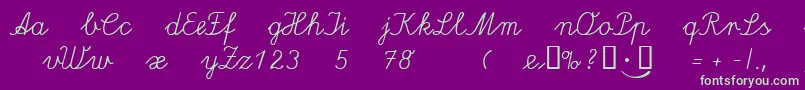 Lateinaus Font – Green Fonts on Purple Background