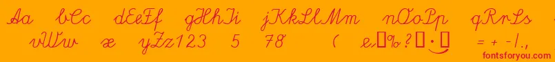 Lateinaus-Schriftart – Rote Schriften auf orangefarbenem Hintergrund