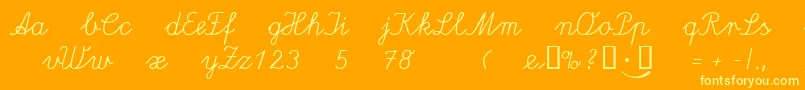 Lateinaus-Schriftart – Gelbe Schriften auf orangefarbenem Hintergrund