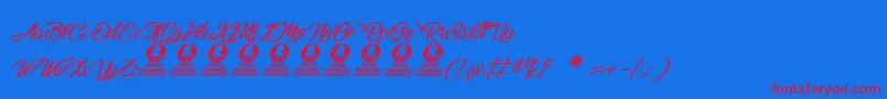 MelancholightItalic Font – Red Fonts on Blue Background