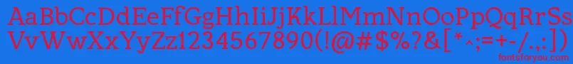 Allejo-Schriftart – Rote Schriften auf blauem Hintergrund