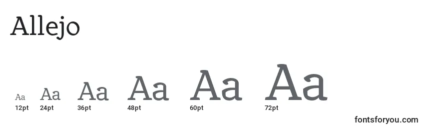 Размеры шрифта Allejo