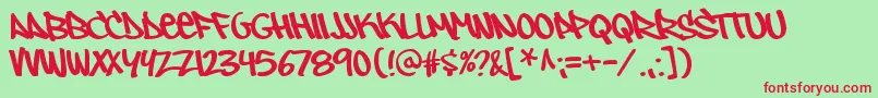 OwnedRegular Font – Red Fonts on Green Background