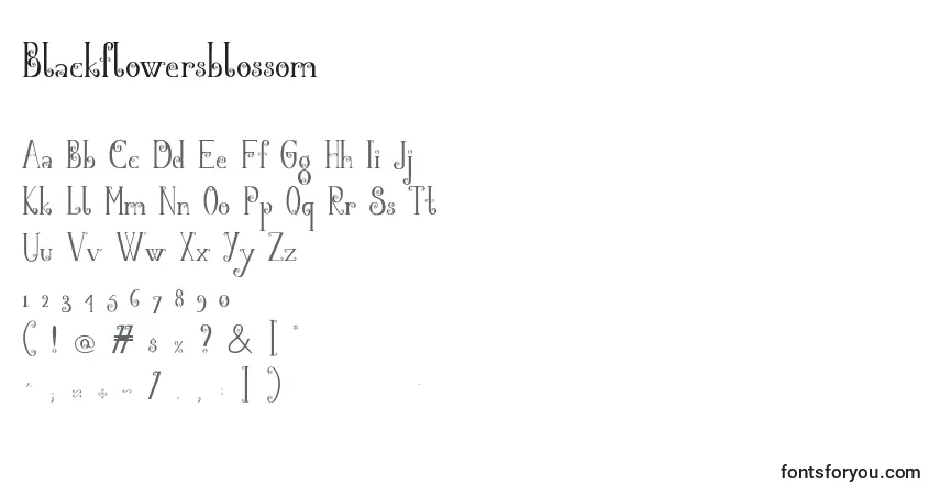 A fonte Blackflowersblossom – alfabeto, números, caracteres especiais