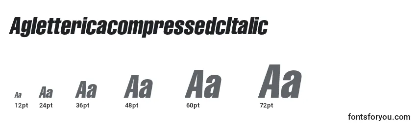 Größen der Schriftart AglettericacompressedcItalic