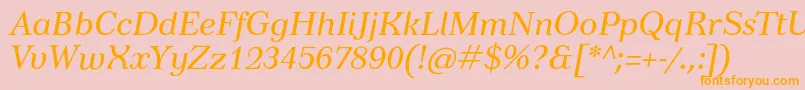 Fonte TusardecoItalic – fontes laranjas em um fundo rosa